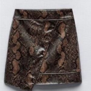 ZARA Brown Snake Print Skirt